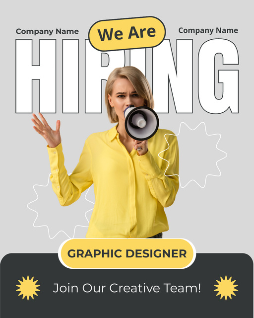 Designvorlage Woman Announcing of Graphic Designer Hiring für Instagram Post Vertical