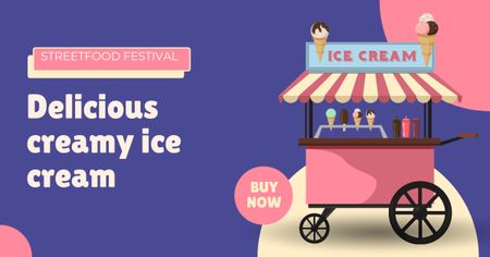 Designvorlage Köstliche cremige Eiscreme-Werbung für Facebook AD