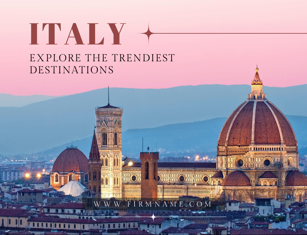 Italy Travel Tours Offer With Trendiest Destinations Postcard 4.2x5.5in Design Template