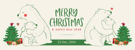 Platilla de diseño Merry Christmas and Happy New Year Card with Cute Bears Facebook cover