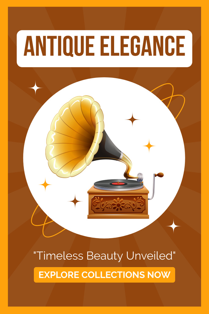 Ontwerpsjabloon van Pinterest van Timeless Gramophone From Collection Offer