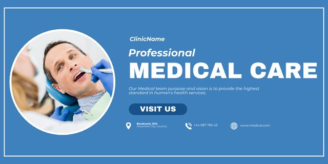 Services of Professional Medical Care with Patient Twitter Design Template