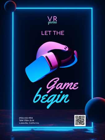 Gaming Virtual Reality Glasses Sale Offer Poster US Design Template