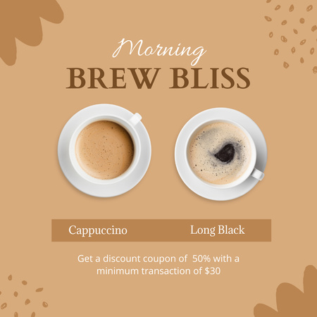 Speciální menu Nabídka horké kávy Instagram Šablona návrhu