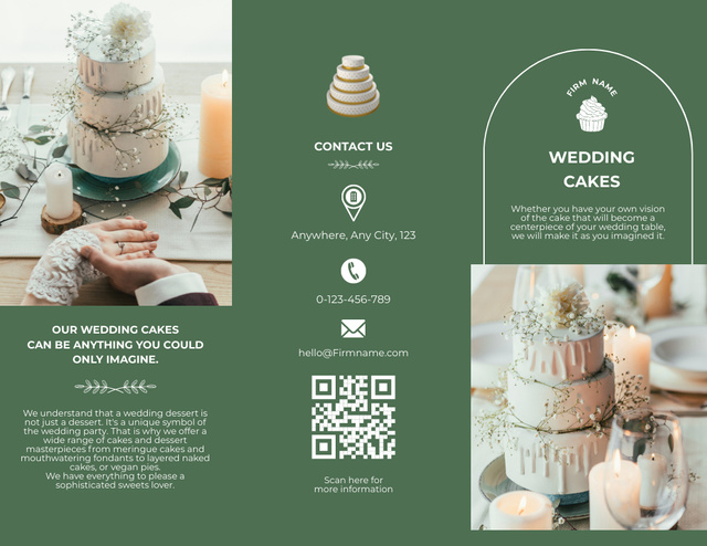 Designvorlage Delicious Wedding Cake Decorated with Flowers für Brochure 8.5x11in