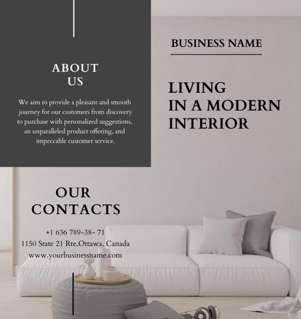 Home Decor Offer with Modern Room Interior Brochure Din Large Bi-fold Design Template