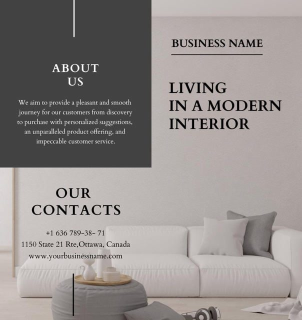 Home Decor Offer with Modern Stylish Room Interior Brochure Din Large Bi-fold Design Template