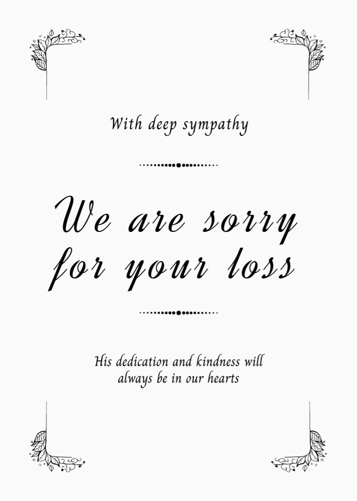 Sympathy Phrase with Twigs Postcard 5x7in Vertical Design Template