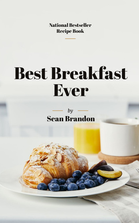 Ontwerpsjabloon van Book Cover van Breakfast Offer with Croissant and Drink