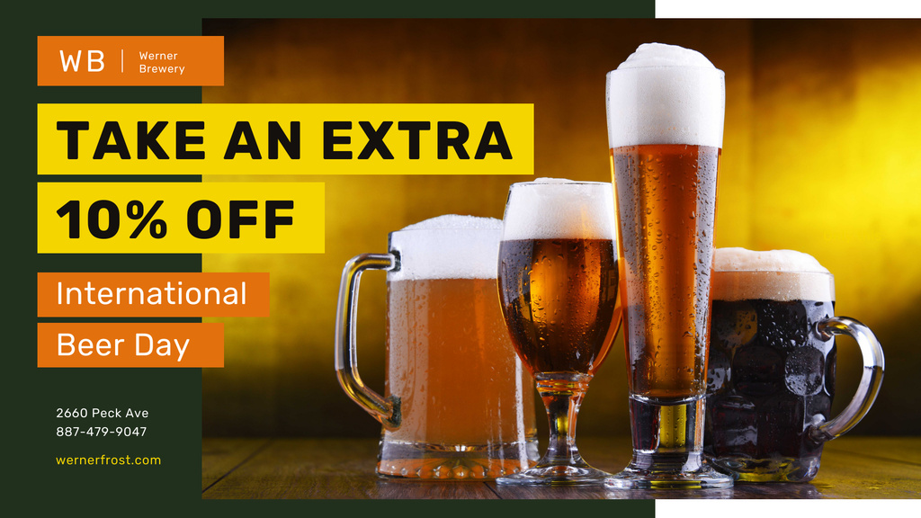 Beer Day Offer Various Glasses Types FB event cover Design Template