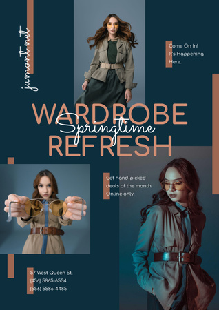 Woman in Stylish Outfit with accessories Poster Design Template