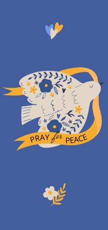 Designvorlage Pigeon with Phrase Pray for Peace in Ukraine für Flyer DIN Large