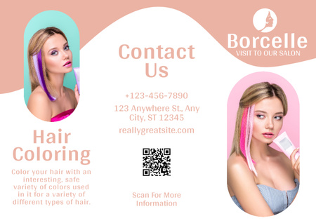 Young Woman with Colorful Strands of Hair Brochure Design Template