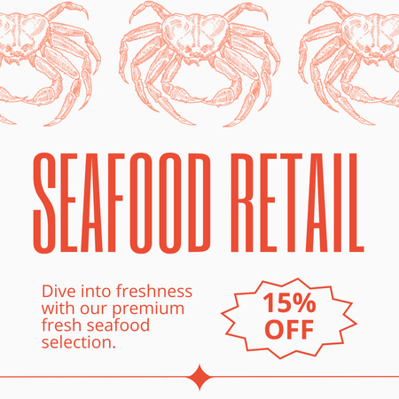 Seafood Retail Ad with Discount Instagram AD Design Template
