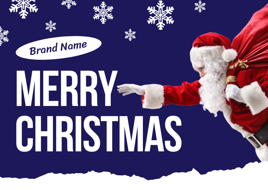 Fun-filled Christmas Salutations with Santa and Snowflakes Postcard Modelo de Design