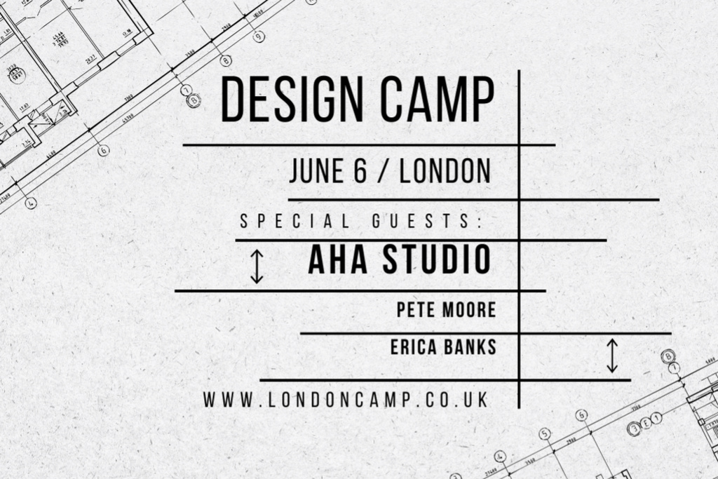 Plantilla de diseño de Architecture and Design Camp Announcement With House Plan Postcard 4x6in 