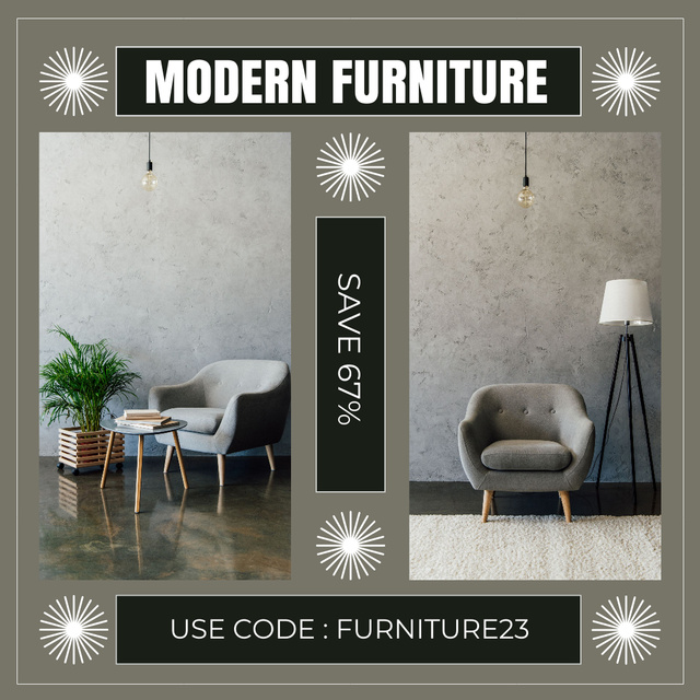 Designvorlage Promo of Modern Furniture with Stylish Armchairs für Instagram