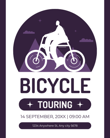 紫色の自転車ツーリングへの招待状 Instagram Post Verticalデザインテンプレート