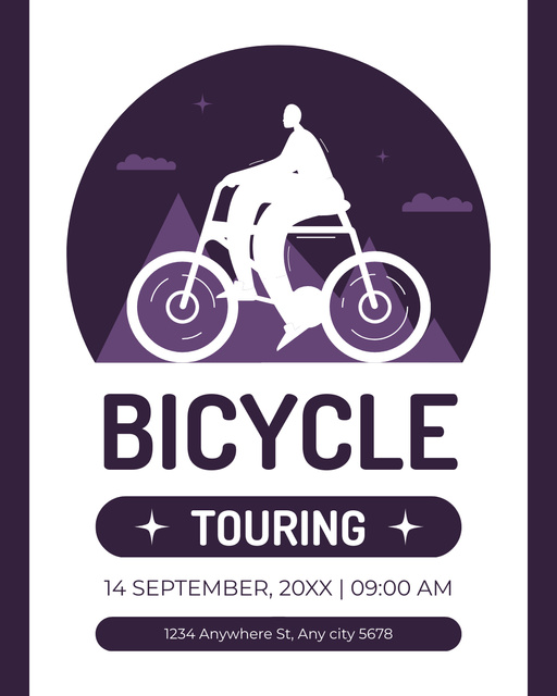 Bicycle Touring Invitation on Purple Instagram Post Vertical Design Template