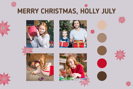 Ontwerpsjabloon van Mood Board van Kerstfeest met gelukkige familie