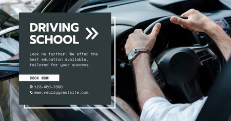 Modèle de visuel Offre de cours de conduite de véhicule de base avec réservation - Facebook AD