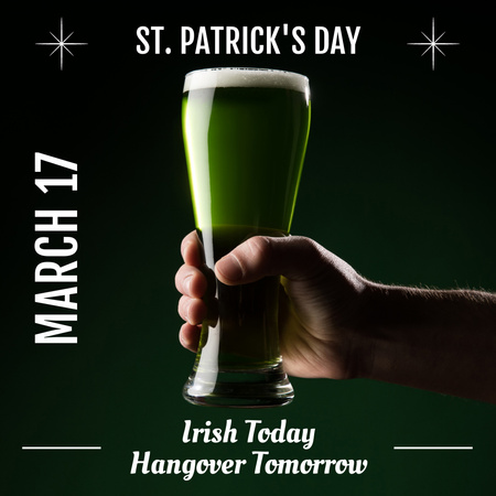Ontwerpsjabloon van Instagram van St. Patrick's Day Party met bierglas