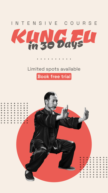 Platilla de diseño Intense Course Of Kung Fu With Free Trial Instagram Video Story