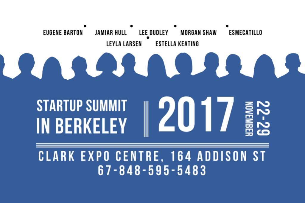 Template di design Startup Summit Announcement with Businesspeople Silhouettes Postcard 4x6in