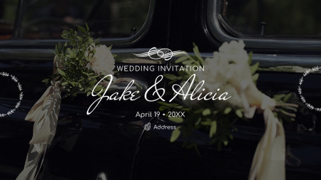 Esküvői ceremónia bejelentése ünnepi autóval Full HD video tervezősablon