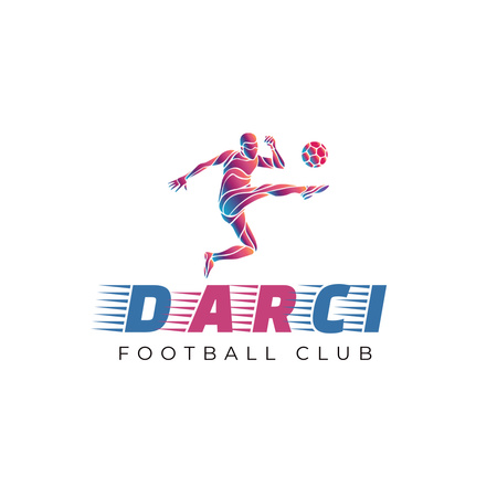 Football Sport Club Emblem with Player Logo 1080x1080px Design Template