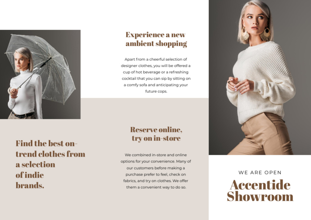 Fashion Wear Showroom Ad with Collage Brochure Din Large Z-fold Modelo de Design