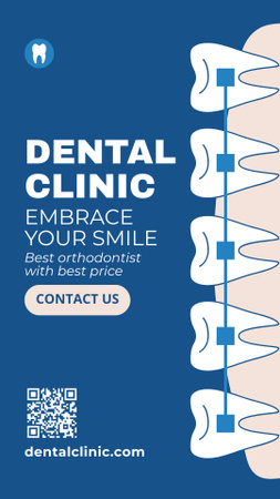Dental Services with Illustration of Teeth Instagram Video Story – шаблон для дизайна