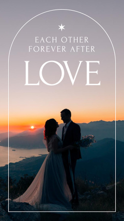 Romantic Couple in Sunset on Wedding Day Instagram Story Design Template