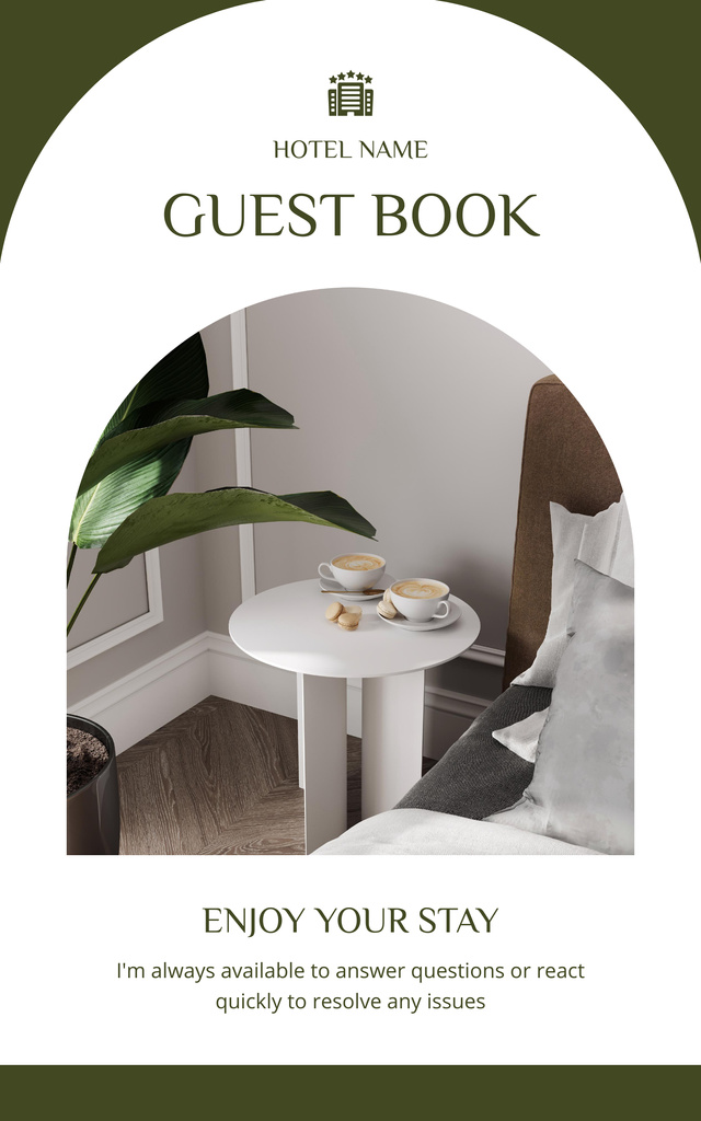Guest Book with Rules of Conduct in Hotel Book Cover Design Template