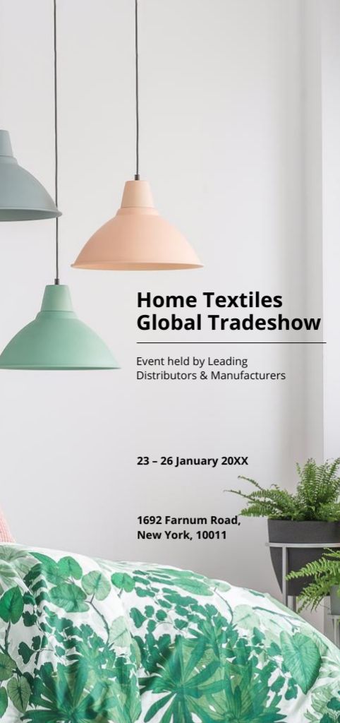 Plantilla de diseño de Home Textiles Event Announcement with Stylish Bedroom Flyer DIN Large 