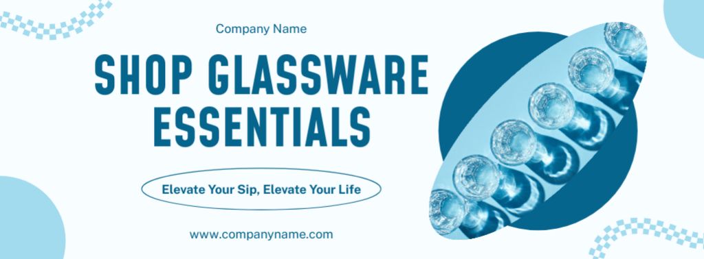 Platilla de diseño Crystal-clear Glassware Essentials Offer In Shop Facebook cover