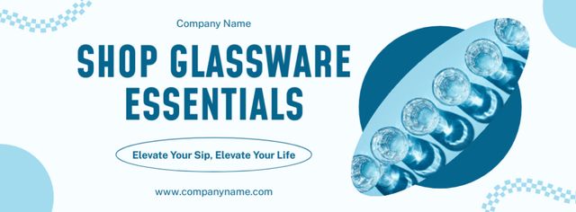 Designvorlage Crystal-clear Glassware Essentials Offer In Shop für Facebook cover