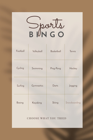Sports Bingo List Pinterest Šablona návrhu