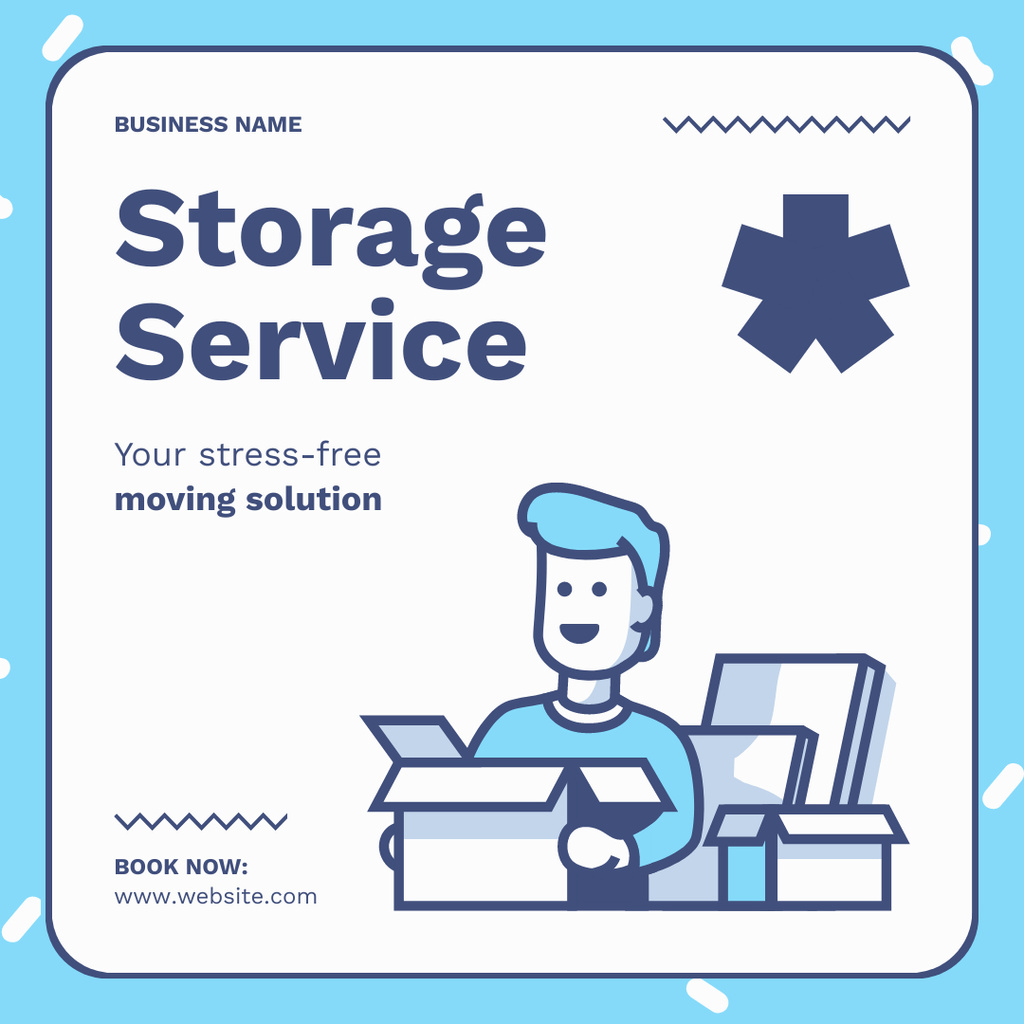 Ontwerpsjabloon van Instagram van Storage Services with Man packing Things