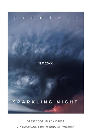 Sparkling Night Invitation with Stormy Cloudy Sky Flyer 4x6in Design Template