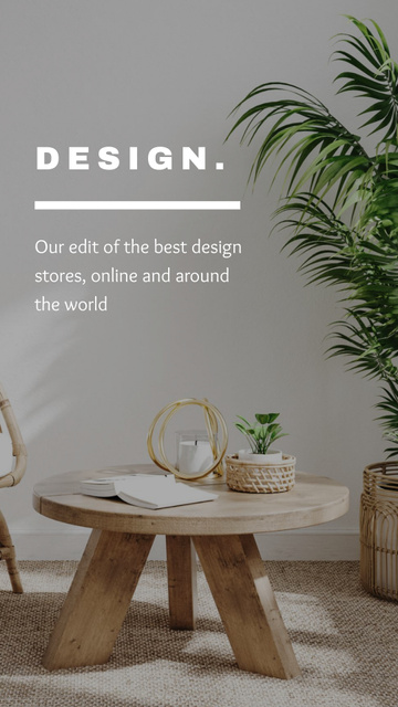 Designvorlage Elegant Home Interior Offer With Wooden Table für Instagram Story