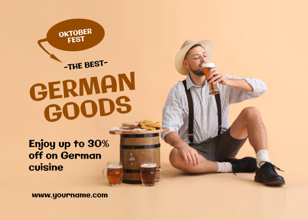German Goods Offer On Oktoberfest Postcard 5x7in – шаблон для дизайну