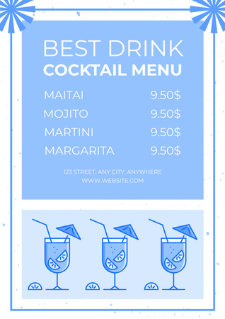 Template di design Le migliori offerte di bevande su Blue Menu