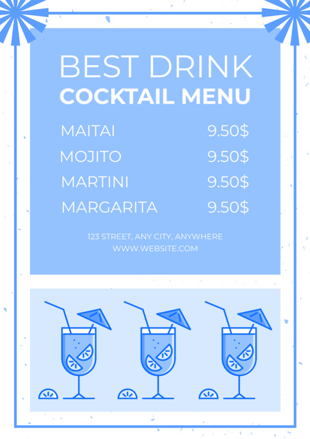 Best Drinks Offers on Blue Menu Modelo de Design