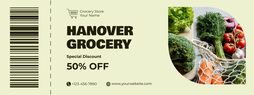 Plantilla de diseño de Grocery Store Ad with Set of Organic Vegetables Coupon 