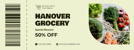Grocery Store Ad with Set of Organic Vegetables Coupon Design Template
