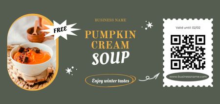 Modèle de visuel Offre d'hiver de soupe à la crème de potiron - Coupon Din Large