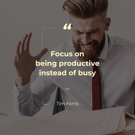 Angry Businessman with Productivity Quote Instagram Šablona návrhu