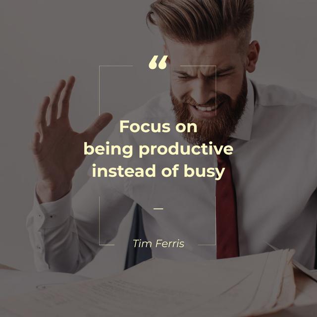 Ontwerpsjabloon van Instagram van Angry Businessman with Productivity Quote