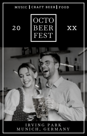 Oktoberfest Ad Layout with Black and White Photo Invitation 4.6x7.2in – шаблон для дизайну